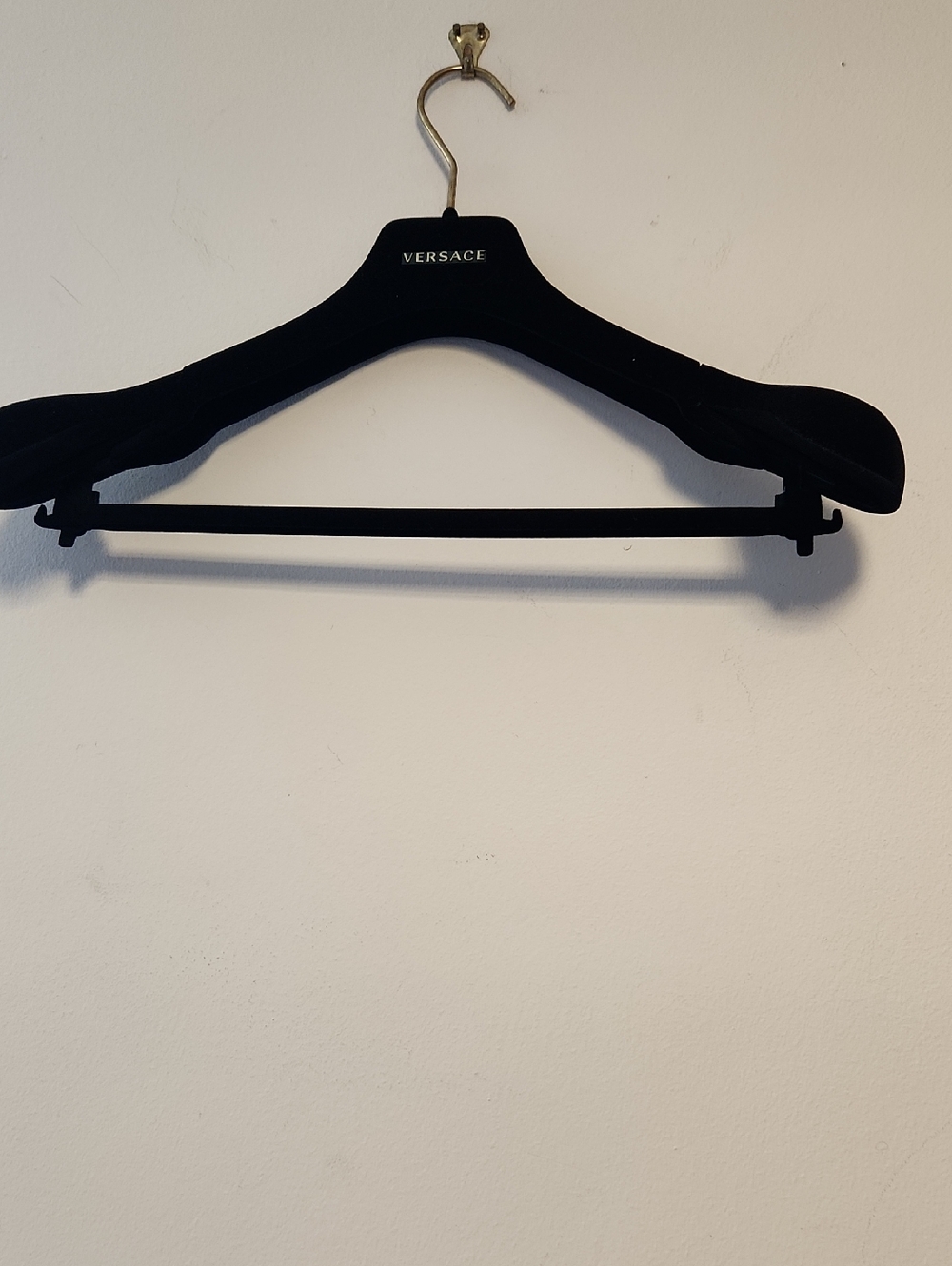 Versace Black Velvet Padded Hanger with Trousers Bar